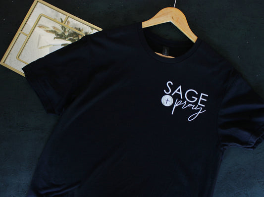 Sage + Pray logo screen print short sleeve tee